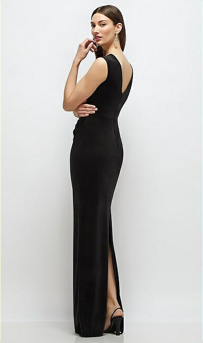 high neck black velvet dress YVON