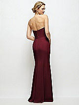 Rear View Thumbnail - Cabernet Strapless Crepe Tuxedo Gown with Satin Lapels and Buttons