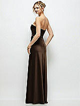 Rear View Thumbnail - Espresso Strapless A-Line Stretch Satin Maxi Dress