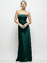Front View Thumbnail - Evergreen Strapless A-Line Stretch Satin Maxi Dress