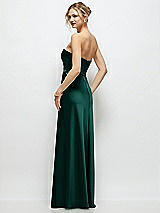 Rear View Thumbnail - Evergreen Strapless A-Line Stretch Satin Maxi Dress