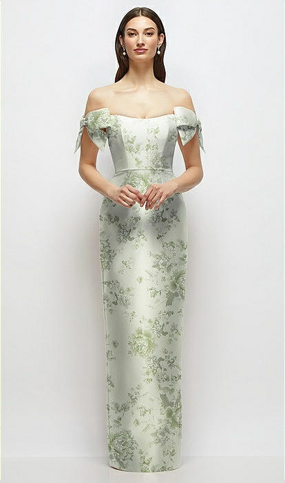 yellow floral dress off the shoulder Light Yellow Off-the-Shoulder Long Prom Dress with Flowers Light Yellow / Medium