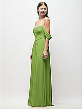 Side View Thumbnail - Peridot Green Off-the-Shoulder Basque Corset Chiffon Maxi Dress