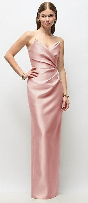 fitted lace wedding dress Rose Pink Satin Mini Dress main image 0