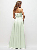 Rear View Thumbnail - Mint Green Strapless Twist Cuff Neck Satin Maxi Dress with Basque-Waist & Full Skirt