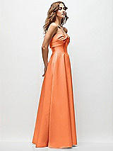 Side View Thumbnail - Portofino Orange Strapless Twist Cuff Neck Satin Maxi Dress with Basque-Waist & Full Skirt