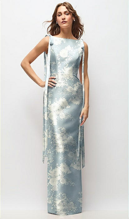 blue grey satin dress Chloe Blue Grey main image 1