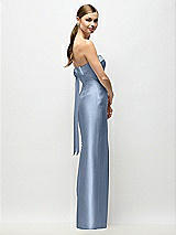 Front View Thumbnail - Cloudy Strapless Cuff Satin Maxi Dress with Column Skirt & Back Bow 