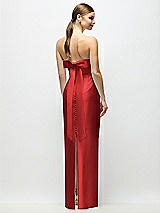 Side View Thumbnail - Poppy Red Strapless Cuff Satin Maxi Dress with Column Skirt & Back Bow
