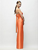 Front View Thumbnail - Portofino Orange Strapless Cuff Satin Maxi Dress with Column Skirt & Back Bow 