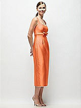 Side View Thumbnail - Portofino Orange Scoop Neck Satin Column Midi Dress with Bow at Empire Waist