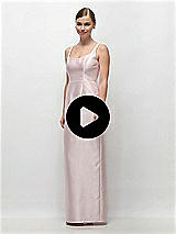 Video 1 Thumbnail - Butter Yellow Scoop Neck Satin Column Maxi Dress