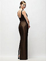 Rear View Thumbnail - Espresso Scoop Neck Satin Column Maxi Dress
