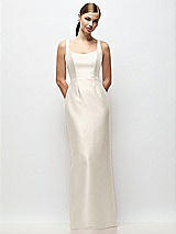 Front View Thumbnail - Ivory Scoop Neck Satin Column Maxi Dress