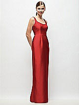 Side View Thumbnail - Poppy Red Scoop Neck Satin Column Maxi Dress