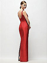 Rear View Thumbnail - Poppy Red Scoop Neck Satin Column Maxi Dress