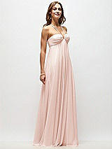 Front View Thumbnail - Blush Empire Waist Chiffon Halter Maxi Dress with Convertible Spaghetti Straps