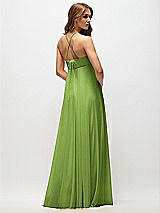 Side View Thumbnail - Peridot Green Empire Waist Chiffon Halter Maxi Dress with Convertible Spaghetti Straps
