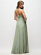 Side View Thumbnail - Sage Empire Waist Chiffon Halter Maxi Dress with Convertible Spaghetti Straps