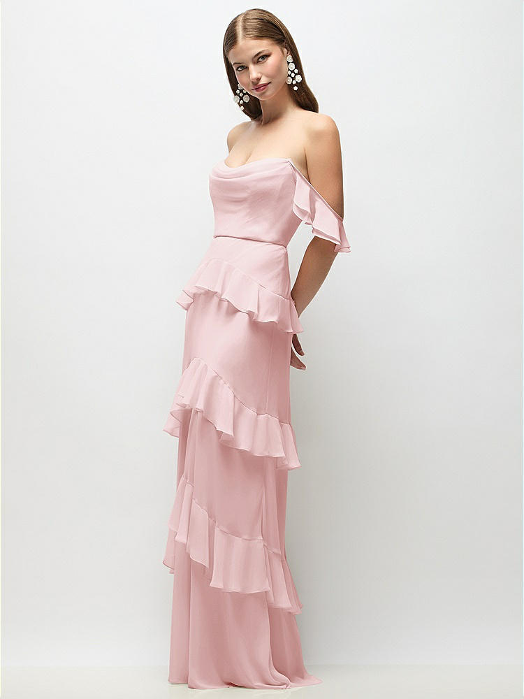 Tiered Chiffon Maxi A-line Bridesmaid Dress With Convertible