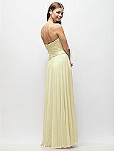 Rear View Thumbnail - Butter Yellow Strapless Chiffon Maxi Dress with Asymmetrical Ruched Drop Waist