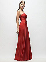Side View Thumbnail - Poppy Red Strapless Chiffon Maxi Dress with Asymmetrical Ruched Drop Waist