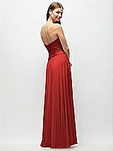 Rear View Thumbnail - Poppy Red Strapless Chiffon Maxi Dress with Asymmetrical Ruched Drop Waist