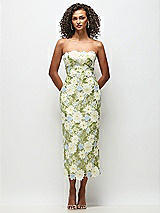 Front View Thumbnail - Daisy Multi Strapless Daisy Lace Column Midi Dress