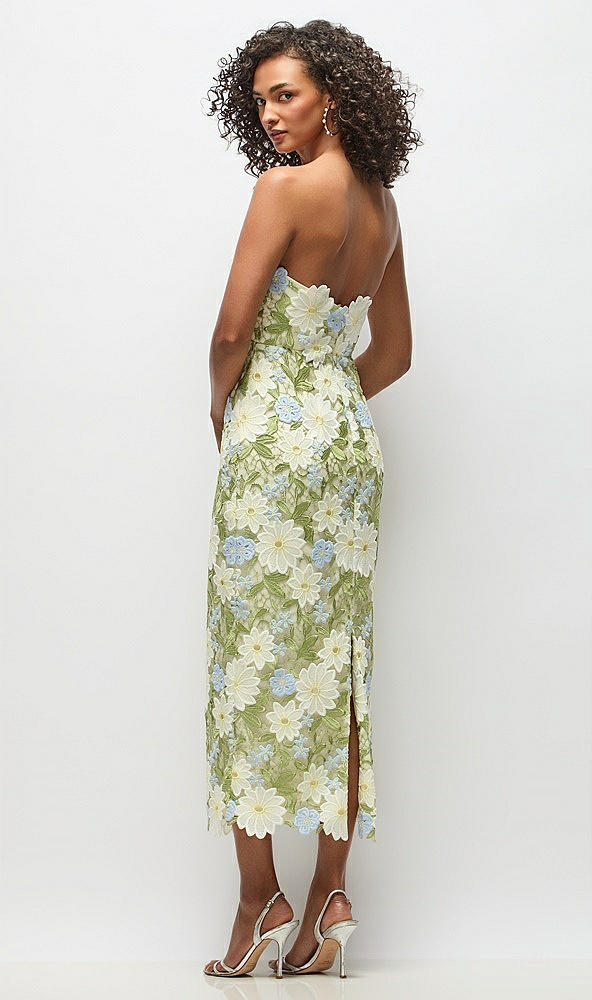 Back View - Daisy Multi Strapless Daisy Lace Column Midi Dress