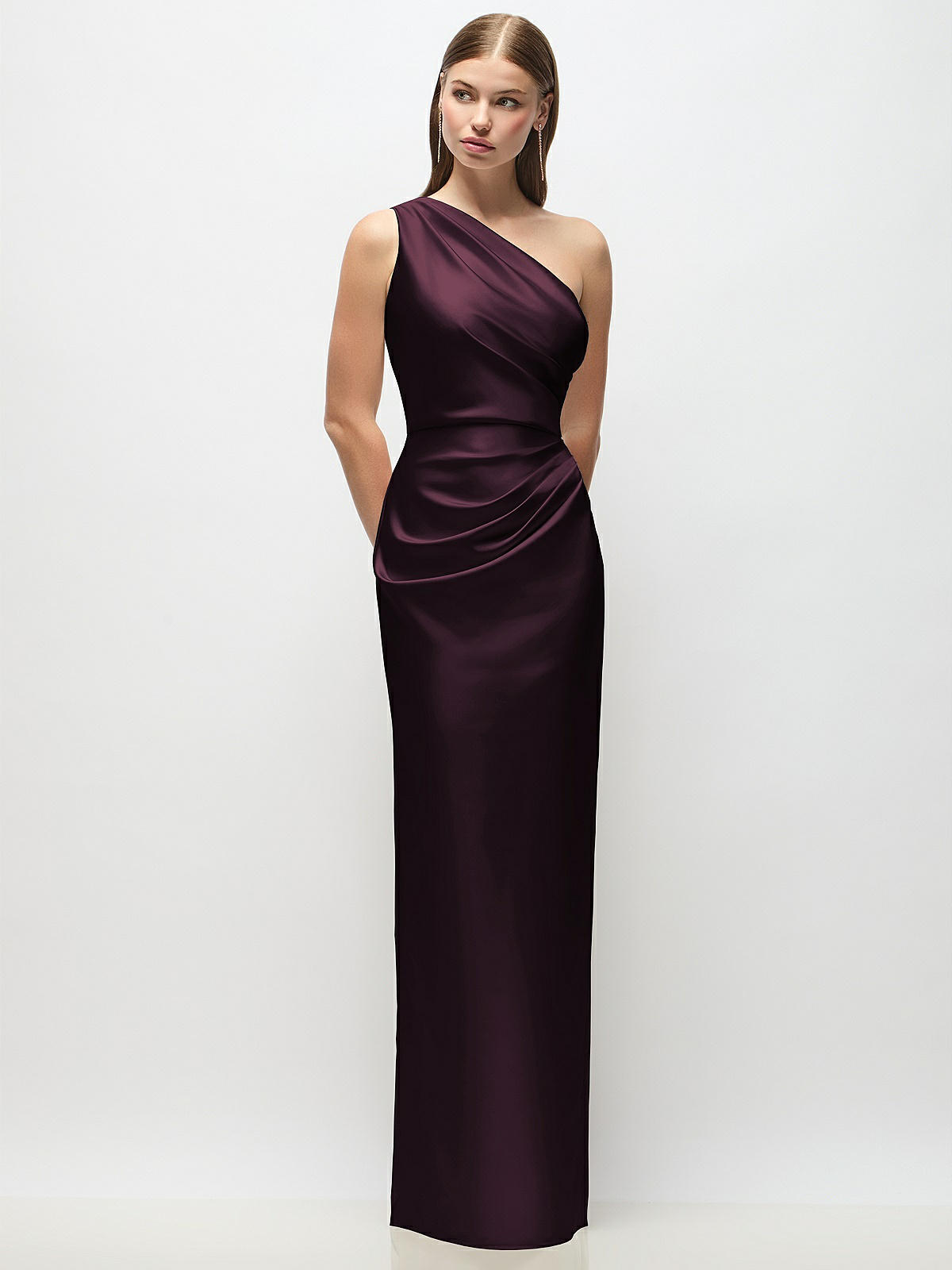 ronny kobo dress burgundy Michelle Jumpsuit in – Suite 201 stylish Size:XL. Neck 17-17.5 Sleeve 34-35 Dry clean One Shoulder Chiffon Tulip