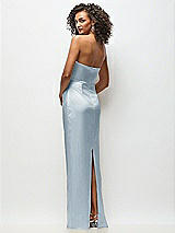 Rear View Thumbnail - Mist Strapless Draped Bodice Stretch Satin Column Maxi Dress