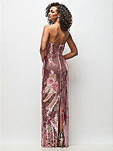 Rear View Thumbnail - Rose Bloom Draped Cowl Cat-Eye Neck Stretch Sequin Column Maxi Dress