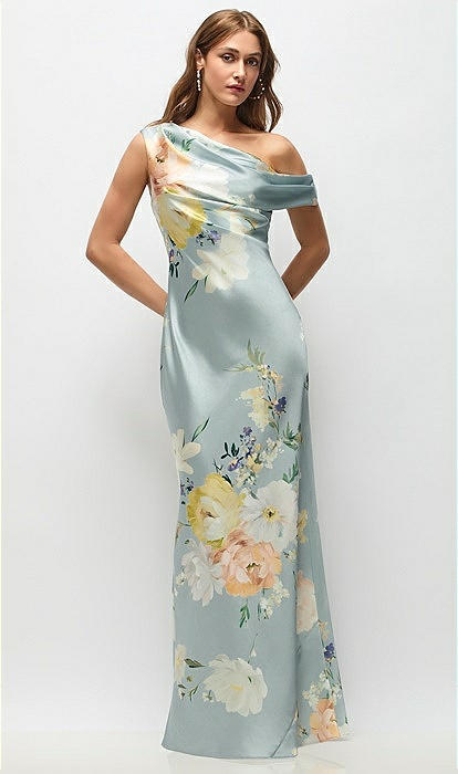 After Six Women's Liv Print One-Shoulder Gown - Blue - Gowns After Six Women's Liv Print One-Shoulder Gown - Blue - Gowns
