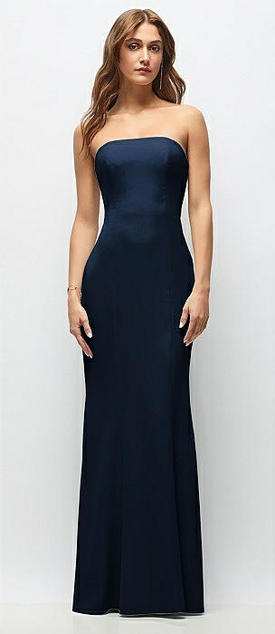 Strapless Fit and Flare Crepe Maxi Dress