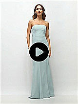 Video 1 Thumbnail - Oat Strapless Fit and Flare Crepe Maxi Dress