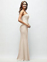 Side View Thumbnail - Oat Strapless Fit and Flare Crepe Maxi Dress