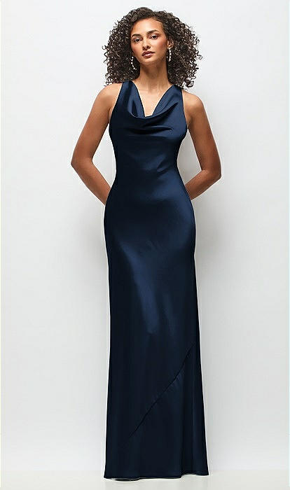 stretch charmeuse sleeveless cowl bridesmaid dress Summer Adjustable Bridesmaids Dress main image 0
