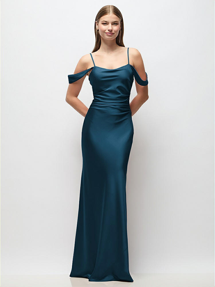 Triangle Cutout Bodice Maxi Bridesmaid Dress With Adjustable Straps In  Olive Green | The Dessy Group