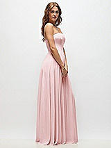 Side View Thumbnail - Ballet Pink Strapless Basque Drop Waist Chiffon Maxi Dress with Shirred Skirt 