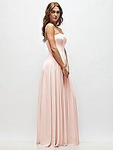 Side View Thumbnail - Blush Strapless Basque Drop Waist Chiffon Maxi Dress with Shirred Skirt 