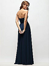 Rear View Thumbnail - Midnight Navy Strapless Basque Drop Waist Chiffon Maxi Dress with Shirred Skirt 