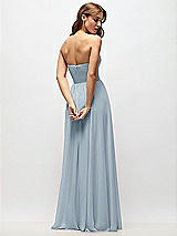 Rear View Thumbnail - Mist Strapless Basque Drop Waist Chiffon Maxi Dress with Shirred Skirt 