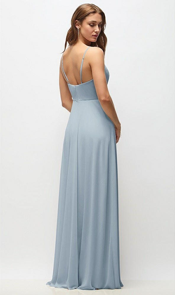 Back View - Mist Wrap Bodice Chiffon Maxi Dress with Adjustable Spaghetti Straps