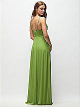 Rear View Thumbnail - Peridot Green Wrap Bodice Chiffon Maxi Dress with Adjustable Spaghetti Straps