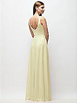 Rear View Thumbnail - Butter Yellow Scoop Neck Tank Strap Chiffon Maxi Dress