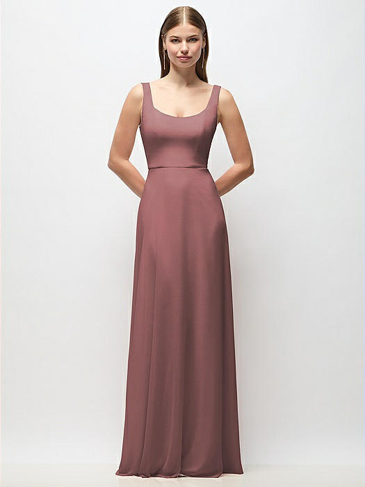 Scoop Neck Tank Strap Chiffon Maxi Dress