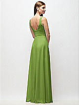 Rear View Thumbnail - Peridot Green Scoop Neck Tank Strap Chiffon Maxi Dress