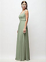 Side View Thumbnail - Sage Scoop Neck Tank Strap Chiffon Maxi Dress