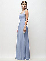 Side View Thumbnail - Sky Blue Scoop Neck Tank Strap Chiffon Maxi Dress