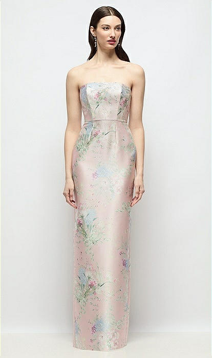 Alfred Sung Women's Jacqueline Floral Strapless Satin Twill Column Gown - White - Gowns
